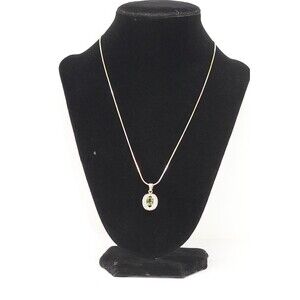 LB 925 Sterling Silver Gemstone Topaz Pendant & 19" Chain Necklace